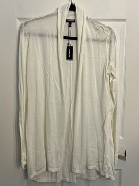 Express - Cream Open-Front Lightweight Cardigan
